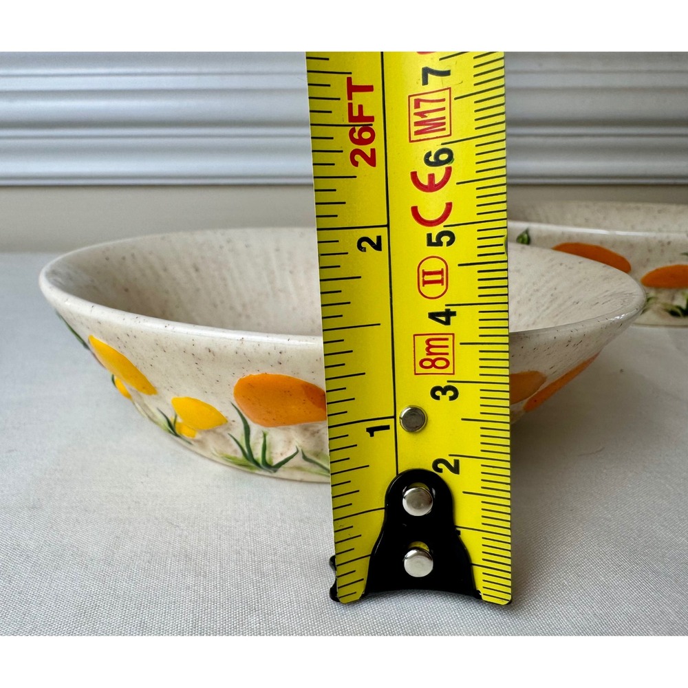 Vintage Arnels Mushroom Relief Ceramic Bowls Set 2 Orange MCM 70s Kitchen Decor - Picture 4 of 9